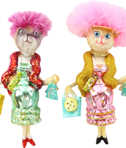4607 GLASSHANGERS FUNKY CATS S/2